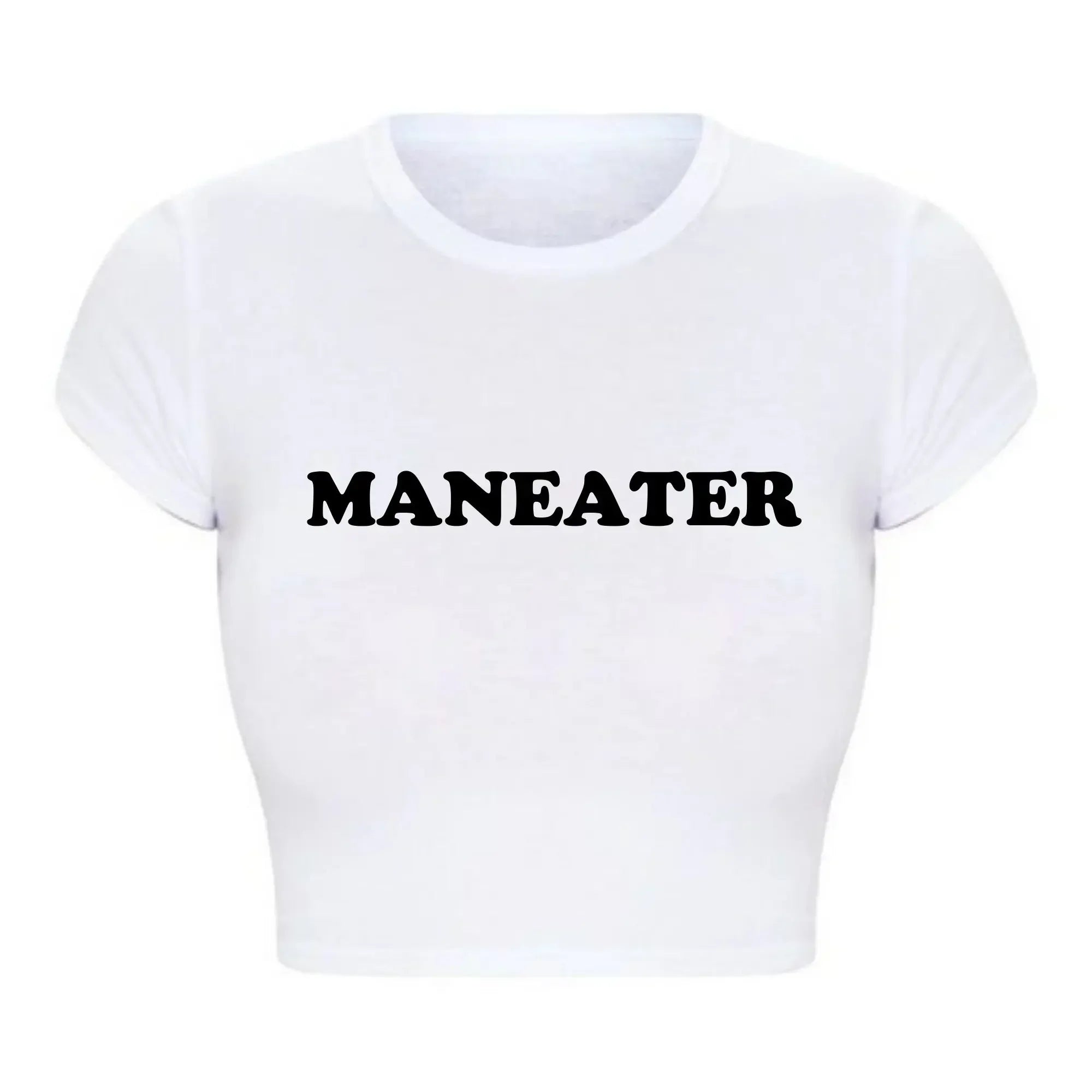 Maneater Funny Tv Shows Women Y2k T Shirts Vintage Crop Top Harajuku Baby Tee 2000s Grunge Goth Clothes  Kawaii Tshirt Femme