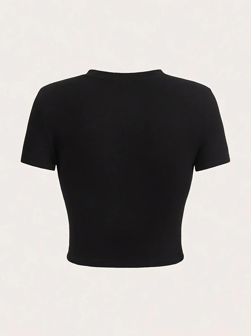 Cropped I Love To Make Boys Cry Print Crop Top T-Shirt Casual Crew Neck Short Sleeve Top for Spring & Summer Women's Clothing