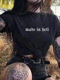 Made In Hell Women's Tee - Gothic Graphic, Casual Edgy Grunge Top