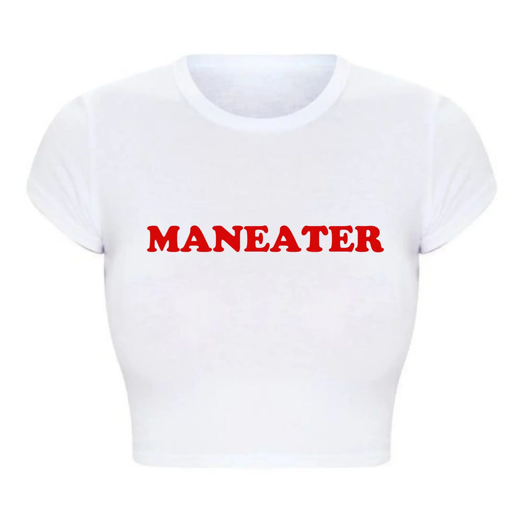 Maneater Funny Tv Shows Women Y2k T Shirts Vintage Crop Top Harajuku Baby Tee 2000s Grunge Goth Clothes  Kawaii Tshirt Femme