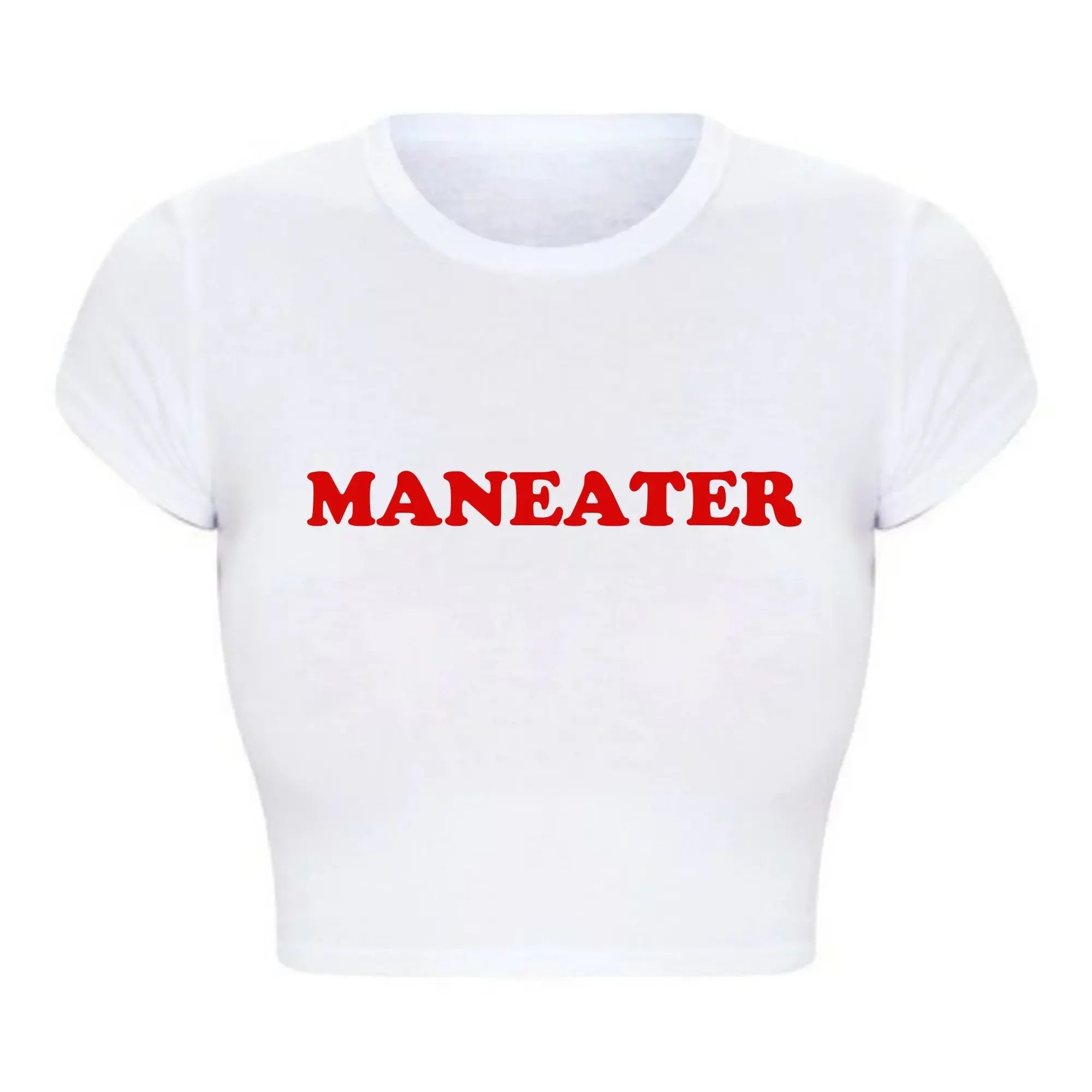 Maneater Funny Tv Shows Women Y2k T Shirts Vintage Crop Top Harajuku Baby Tee 2000s Grunge Goth Clothes  Kawaii Tshirt Femme