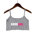 TELL ME I'M A GOOD GIRL Pink Print Summer Women's Crop Top Sexy Elastic Cotton Camis Sleeveless Short Tank Top Bar Tops Women