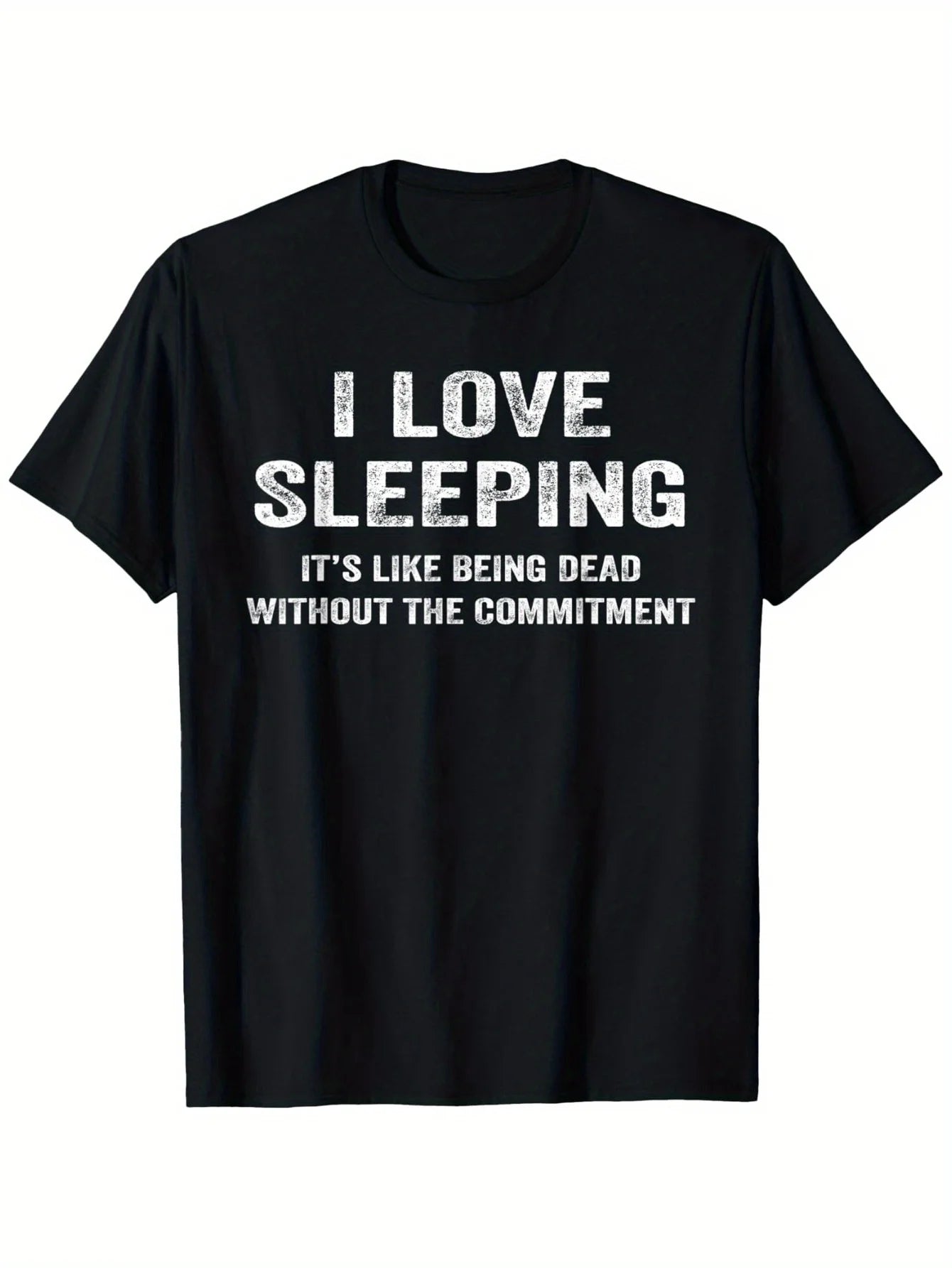 Women's I Love Sleeping Funny Graphic T-Shirt Crew Neck Casual Tee with Humorous Quote Print Comfort Fit Women Top