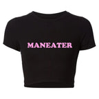 Maneater Funny Tv Shows Women Y2k T Shirts Vintage Crop Top Harajuku Baby Tee 2000s Grunge Goth Clothes  Kawaii Tshirt Femme