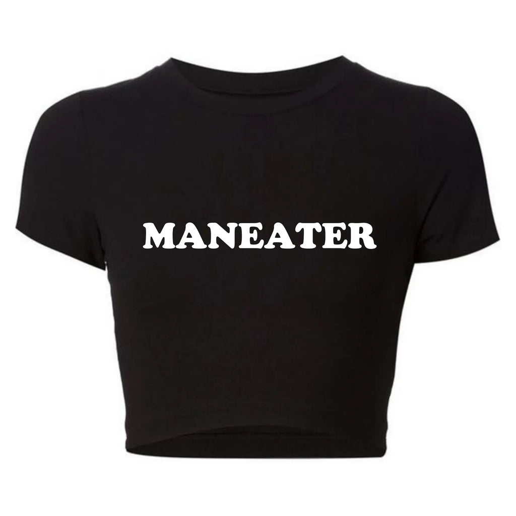 Maneater Funny Tv Shows Women Y2k T Shirts Vintage Crop Top Harajuku Baby Tee 2000s Grunge Goth Clothes  Kawaii Tshirt Femme