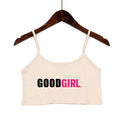 TELL ME I'M A GOOD GIRL Pink Print Summer Women's Crop Top Sexy Elastic Cotton Camis Sleeveless Short Tank Top Bar Tops Women