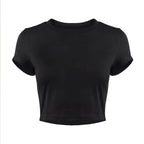 Letter Print Casual Crop Sports Tee Short Sleeves Fashion Fitness Workout Crop T-shirt Top Women's Activewear Graphic