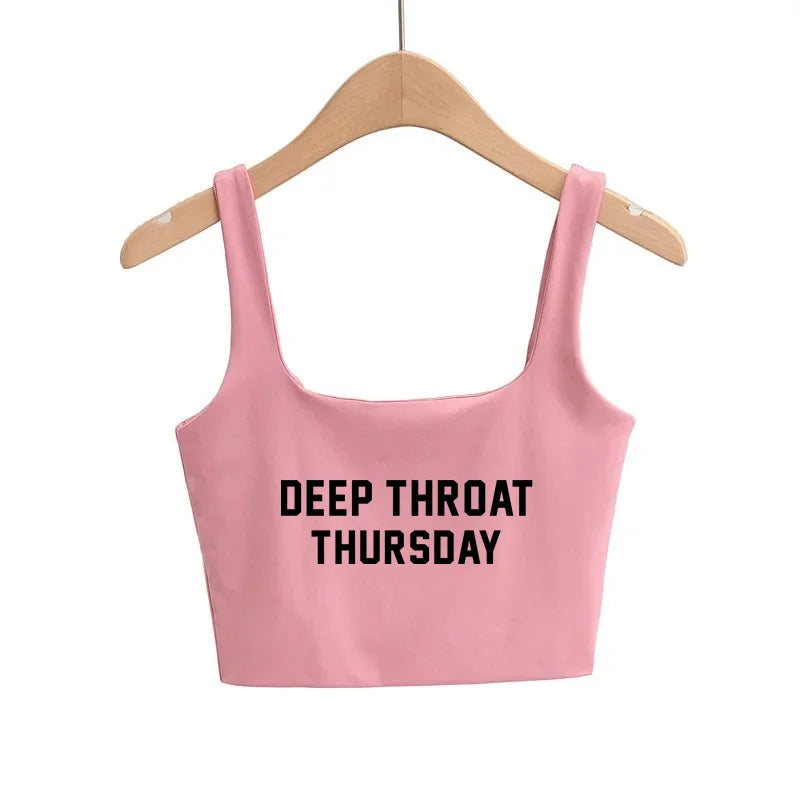 Days of Week Sexy Hot Pink Clothing for Women Girls Slim Top Camis Ladies Sleeveless Double Layer Tanks Good Quality Female Tops