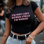 Hot Letter Print Short Sleeve Crop Tops for Woman Graphic Y2k Tshirt Women's Spring Summer Crew Neck Cropped T Shirt Clothes