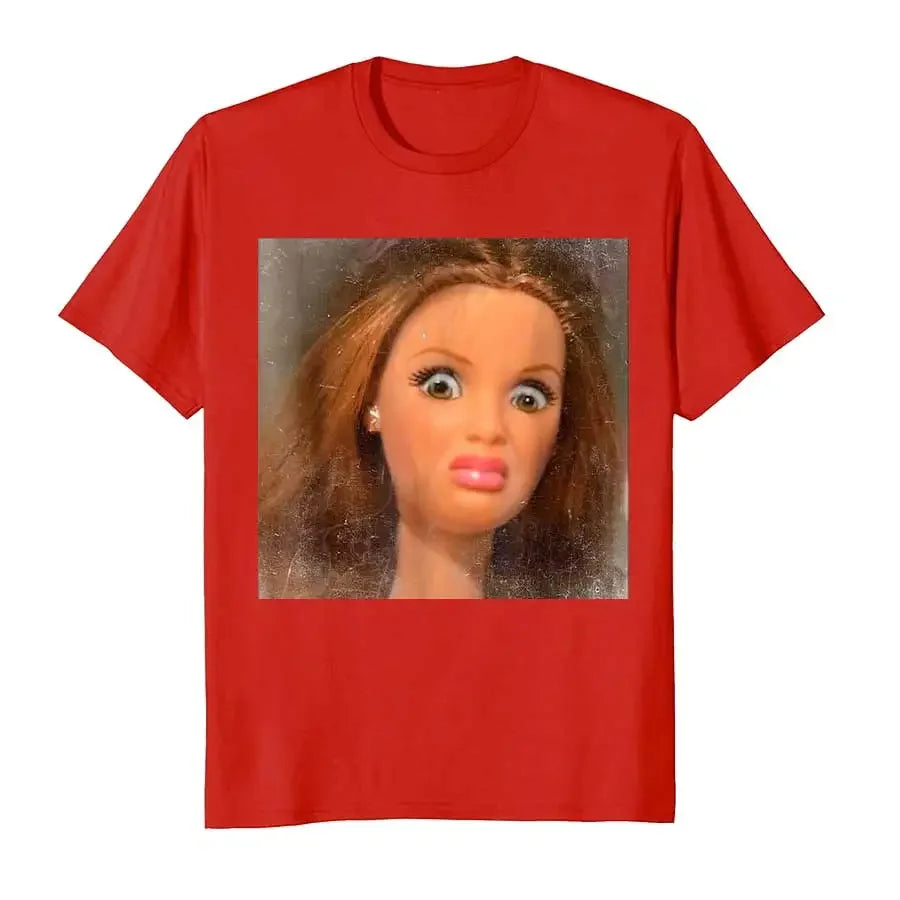 Funny Disgusting Doll Face Meme T-shirt for Men Women T Shirts Short Sleeve Tops  Casual Shirts for Women