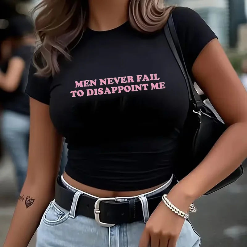 Hot Letter Print Short Sleeve Crop Tops for Woman Graphic Y2k Tshirt Women's Spring Summer Crew Neck Cropped T Shirt Clothes