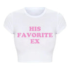 2000s Grunge Goth Clothes Y2k Summer Fashion Crop Top Funny His Favorite Ex Girlfriend Women T Shirt Harajuku Kawaii  Tee