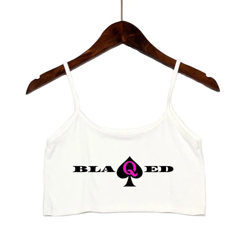 New BLACK Spades OWNED Women's Crop Top Summer Sexy Elastic Cotton Camis Sleeveless Short Tank Top Bar Hot Tops for Women